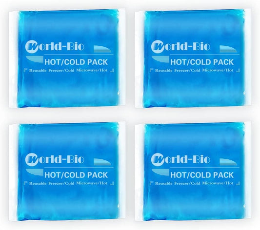 Reusable Gel Ice Packs (4 Pack) - Hot Cold Pack for Injuries, Pain Relief, Migraines - Gel Ice Pack Cold Compress for Back, Neck, Foot and Wrist - Flexible Cold Packs for Injuries - 5.1" x 6.5"