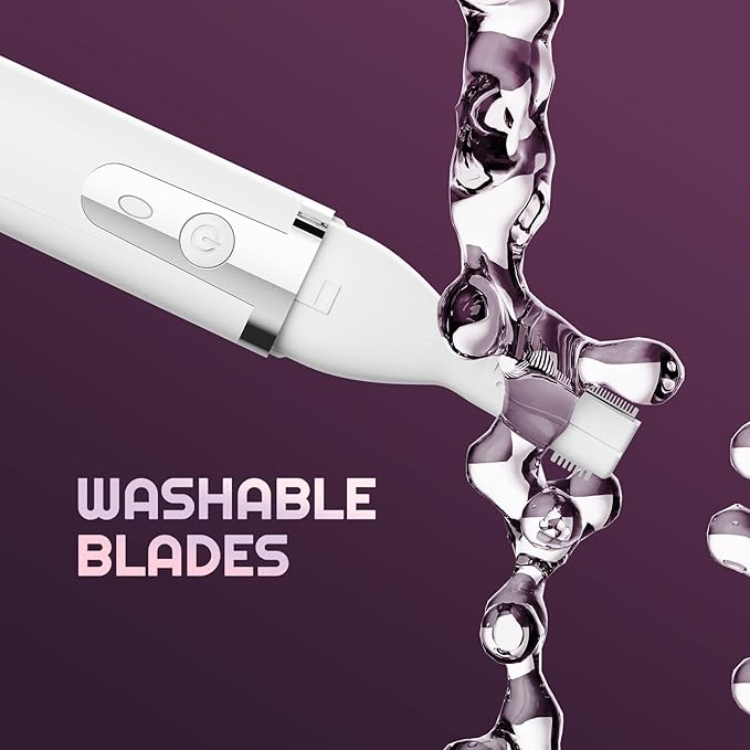 Eyebrow Trimmer Electric Eyebrow Razor, Rechargeable Facial Hair Shaver Painless Detail Trimmer with Rinseable Blade for Face Beard Neck (White)