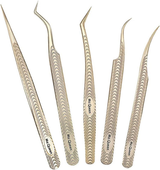 Ms.Queen Lash Tweezers for Eyelash Extension-Professional Lashing Tweezers for Mega Volume Mink Eyelashes Extensions Applying