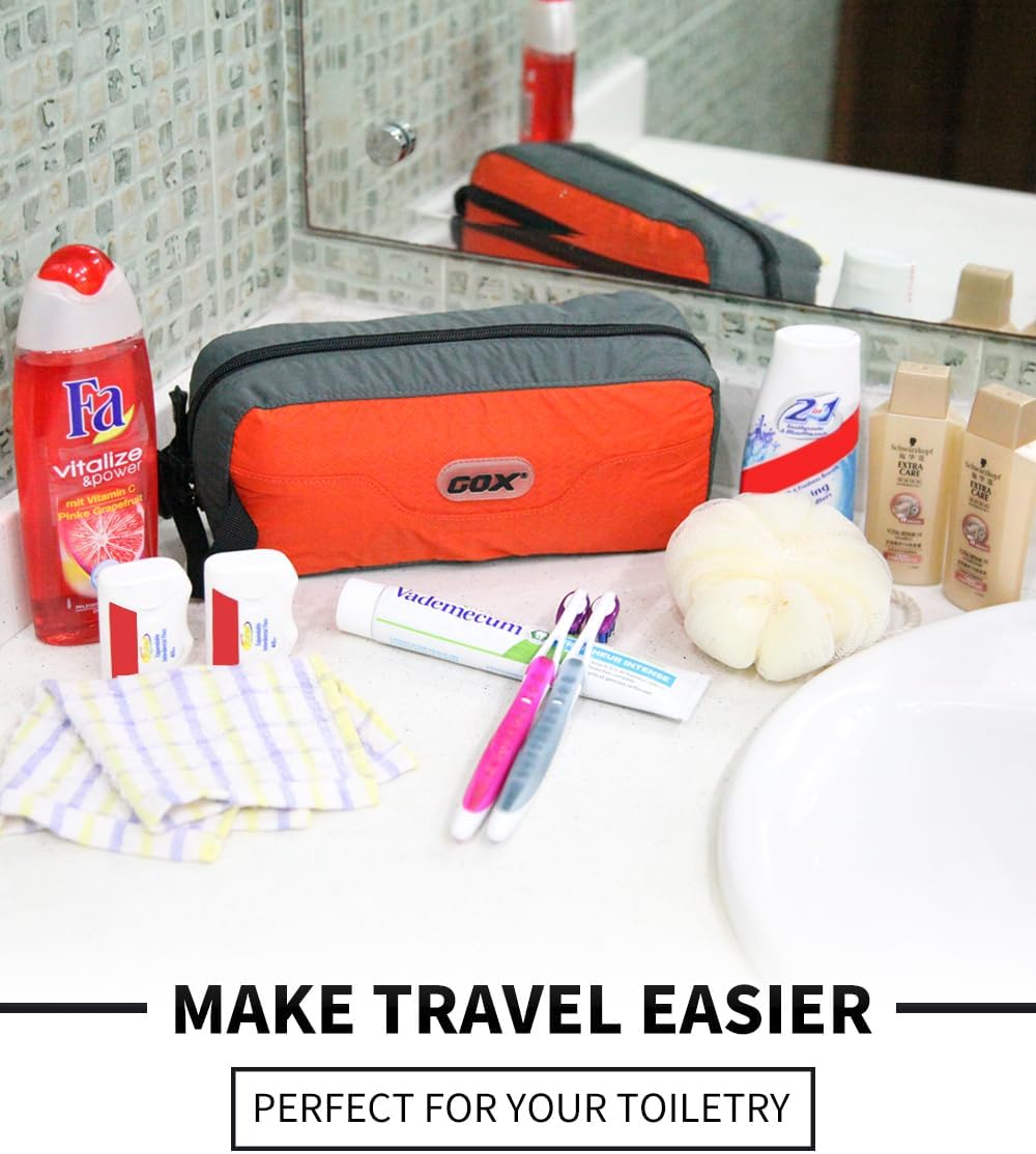 GOX Travel Toiletry Bag,Dopp Kit Case,Ultra-Light Cosmetics Bag Makeup Organizer(Orange)