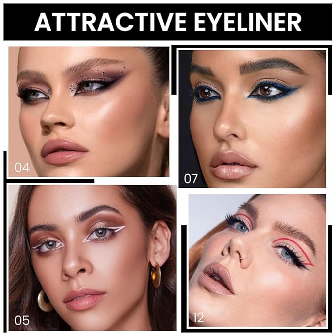 Kaely 4Pcs Black White Dark Blue Red Gel Eyeliner Pencil,Waterproof Smudge Proof Eye Liner,Clown Goth Halloween Makeup,Eye Black Face Paint Lipstick Crayon,Color Colorful Eyeliner Eyeshadow Stick