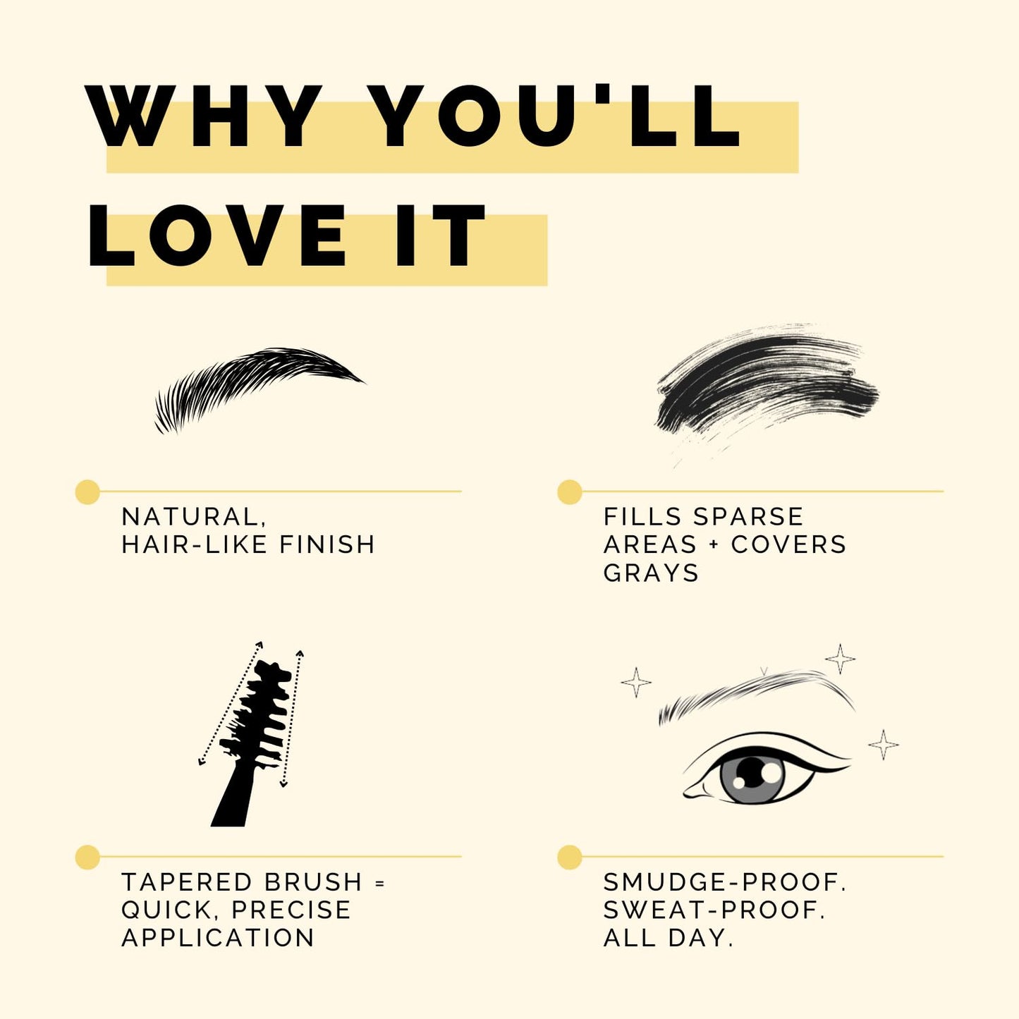 Elizabeth Mott Queen of the Fill Tinted Eyebrow Gel – Brow Filler, Volumizer & Setter – Defines, Shapes & Covers Gray Hairs – Water-Resistant, Long-Lasting – Cruelty-Free – Dark Medium Brown 4g