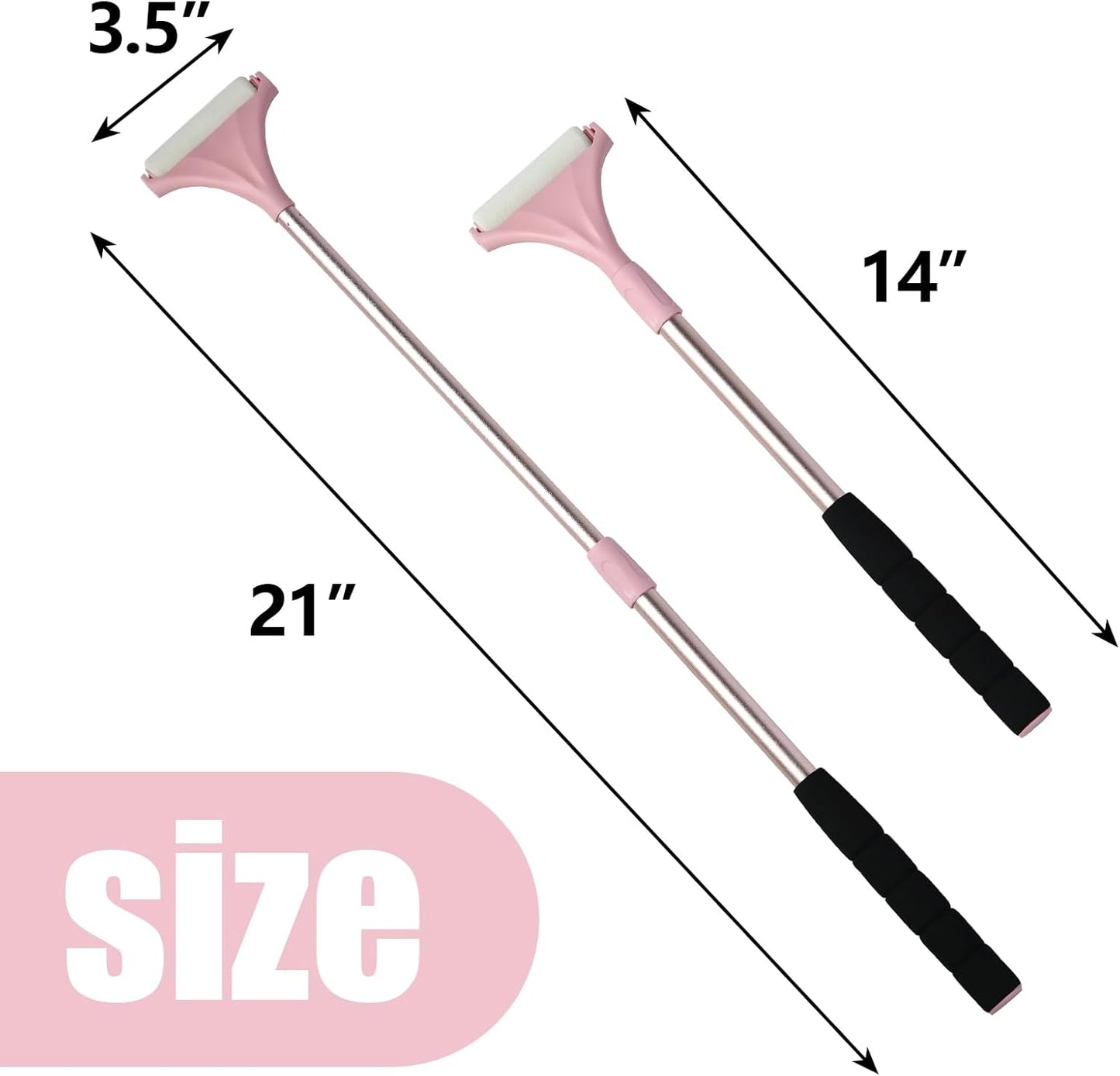 EASACE Lotion Applicator for Back,Portable 21inch Lotion Applicator with Long Handle,Extension Back Applicator Lotion with 3 Replacement Roller for Back self(Pink)