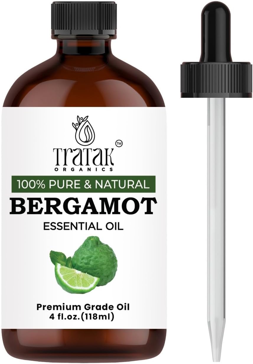 Bergamot Essential Oil for Diffuser and Skin - 4 Fl Oz - 100% Pure Natural Bergamot Oil for Aromatherapy, Hair Shampoo, Bath Bomb & Soap Making Scent DIY