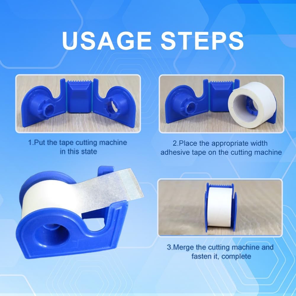 2 Rolls Surgical Medical Tape with Dispenser 2 Each, 1 Inch X 10 Yard Paper Tape Medical, Wound First Aid Tape, meedical Tape White, NonSterile