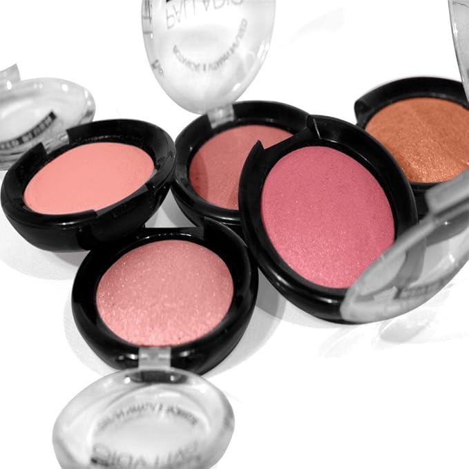 Palladio Baked Blush, Highly Pigmented Shimmery Formula, Easy to Blend and Highly Buildable, Apply Dry for a Natural Glow or Wet for a Dramatic Luminous Look, Long Lasting for All day Wear, Berry