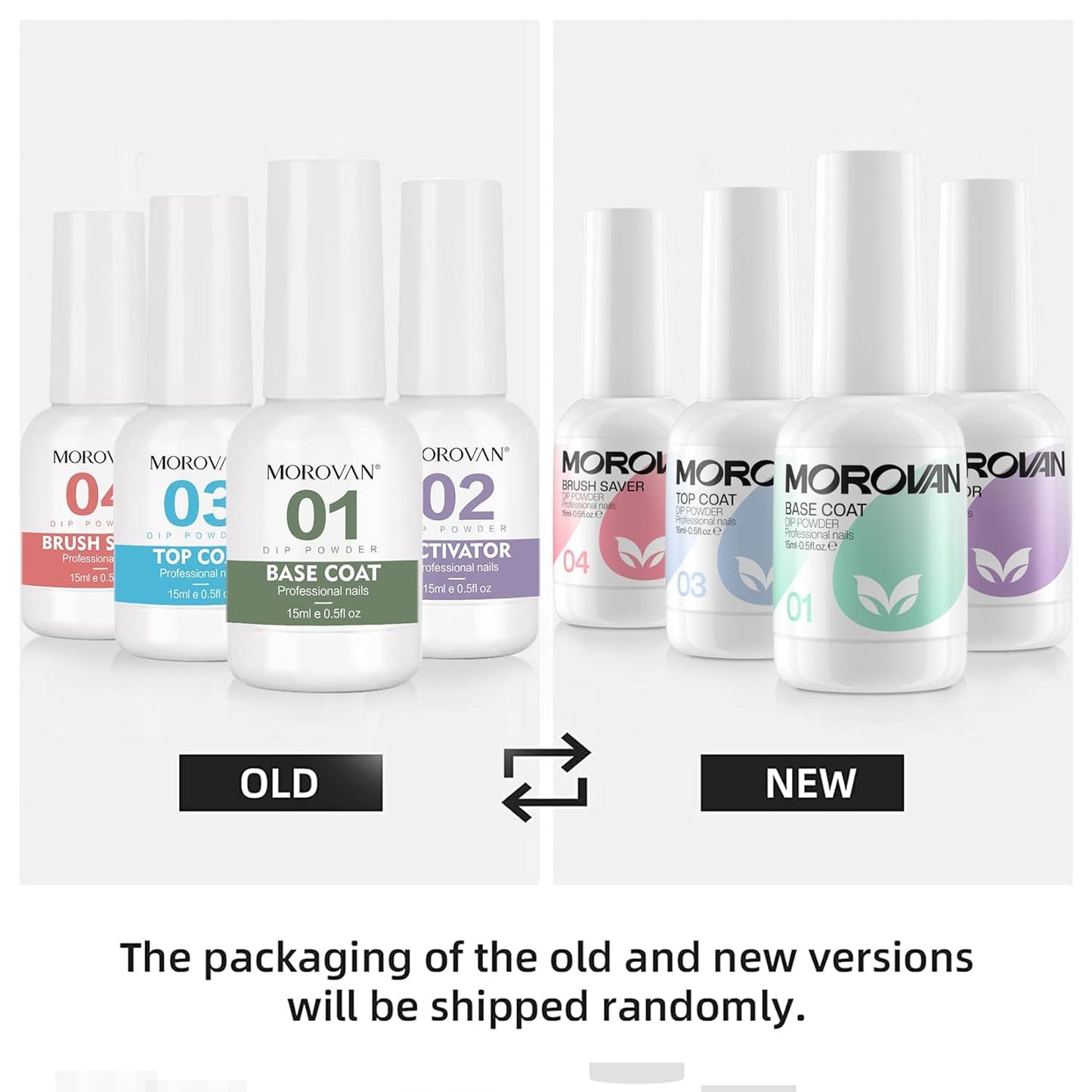 Morovan Dip Powder Liquid Set with Activator Base Top Coat and Dipping Powder Brush Saver 4pcs 0.5oz for Dip Powder Nail Kit