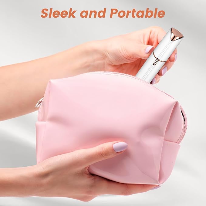 Facial Hair Removal for Women- as Seen on TV Painless Face Shaver -Painless Womens Facial Hair Remover with 2 Replacement Heads, Lipstick-Sized, USB Rechargeable（White）