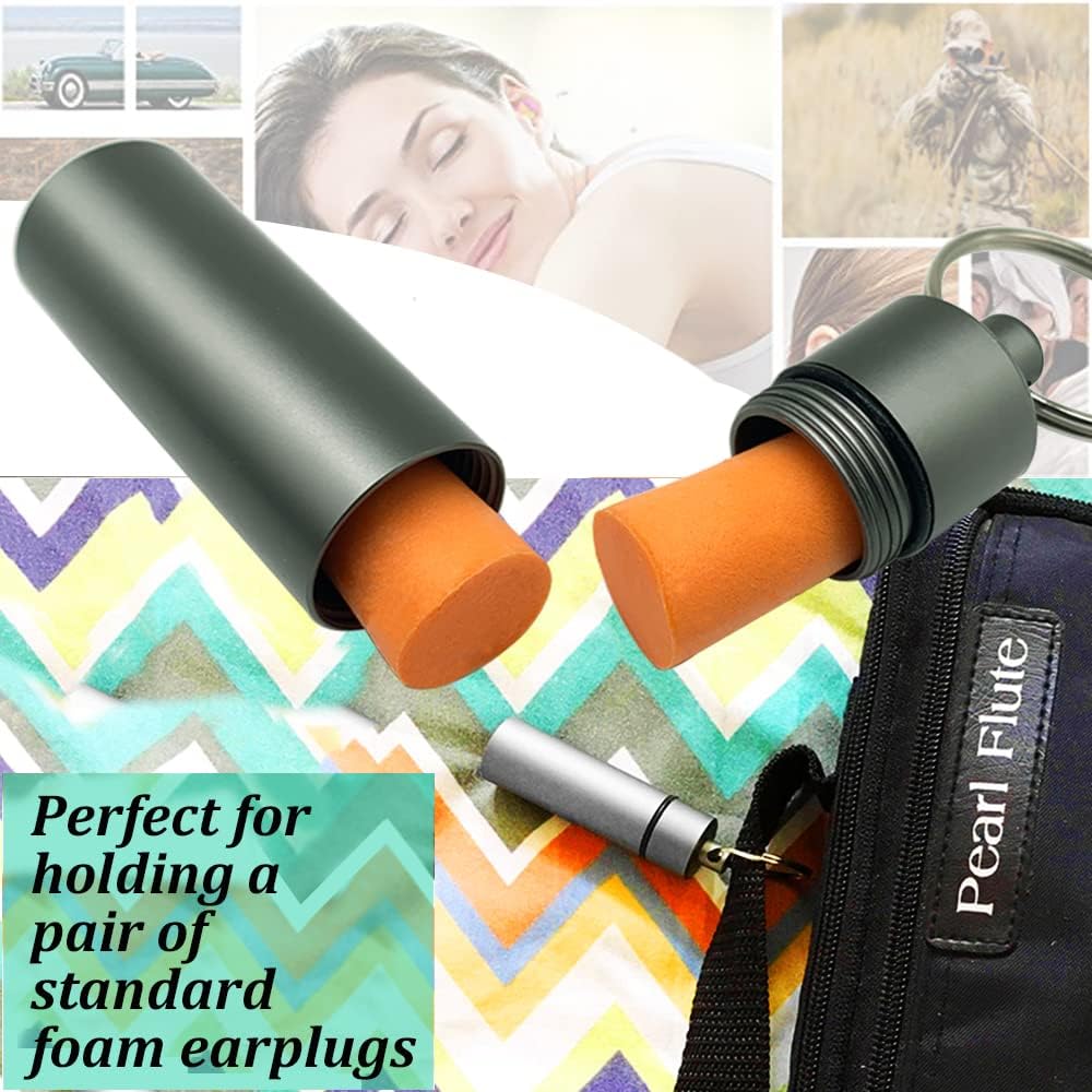 3 Packs Keychain Pill Holder, EFFIET Waterproof Pill Fob Case Box Outdoor Container for Emergency Medicine Foam Earplug Storage Case with Ear Plugs (Silver-Matt-Red)