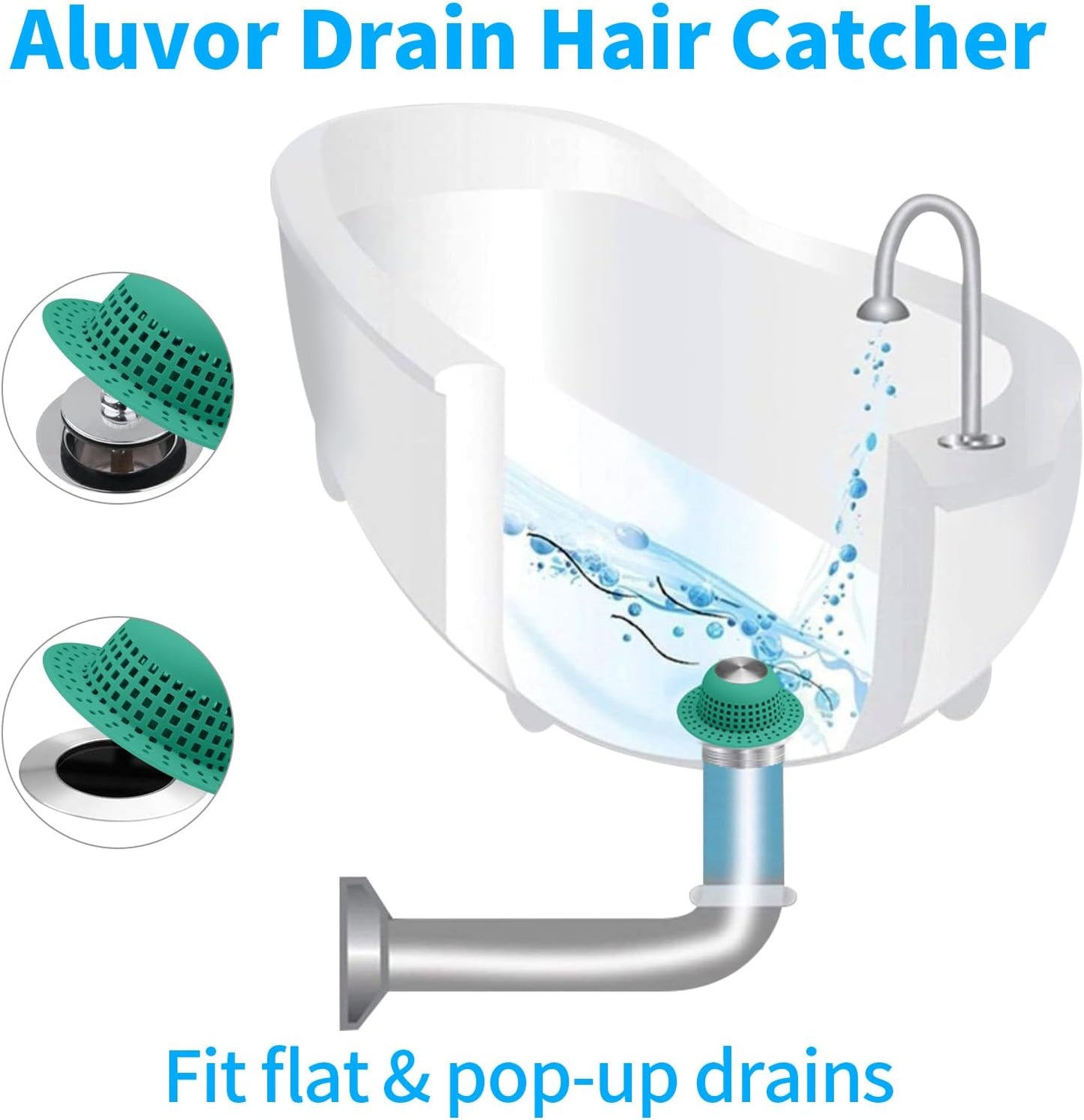Shower Drain Hair Catcher, Bathtub Drain Cover Foldable Silicone Shower & Tub Protector for Pop-Up & Regular Drains