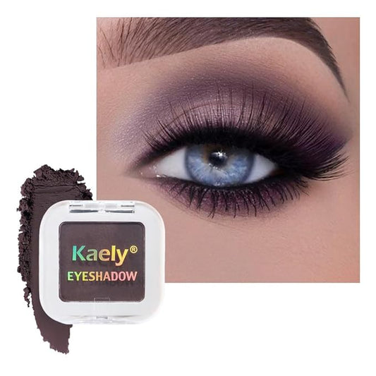 Kaely Pressed Single Eyeshadow Makeup, Smokey Plum Matte Highly Pigmented Monochrome Eye Shadow Palette, Waterproof Neutral Powde Mini Eyeshadow, sombras para ojos, Lightweight Blendable, 15