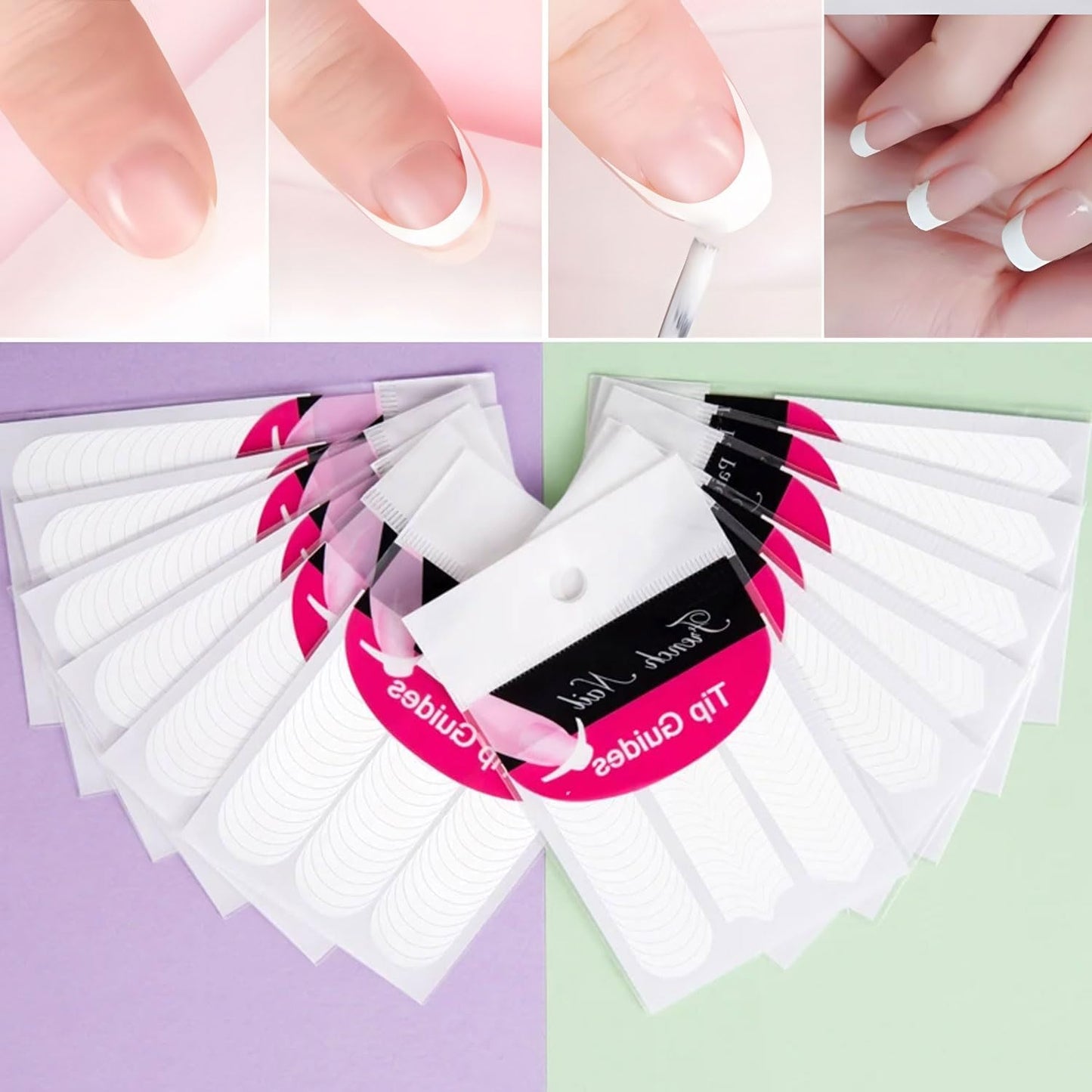 40 Sheets 1570pcs French Tips Guide Nail Stickers for Women Girls, 4 Designs Self-Adhesive Tips for Nail DIY Accessories
