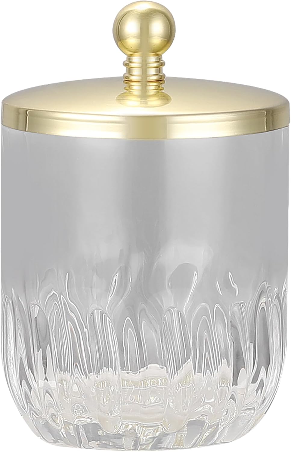 Glass Jar with Metal Lid for Bathroom Organization, Clear Apothecary Jar for Cotton Balls, Q Tips, and Small Accessories, Stylish Bathroom Storage Container Gold