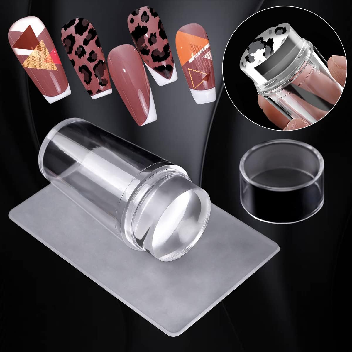 AddFavor Nail Stamper Kit 8pcs Stamping Plates Minimalist Geometric Butterfly Leaf Image Template for DIY Decorating Polish Gel Plate Print Stamper Manicure Stencils Tools