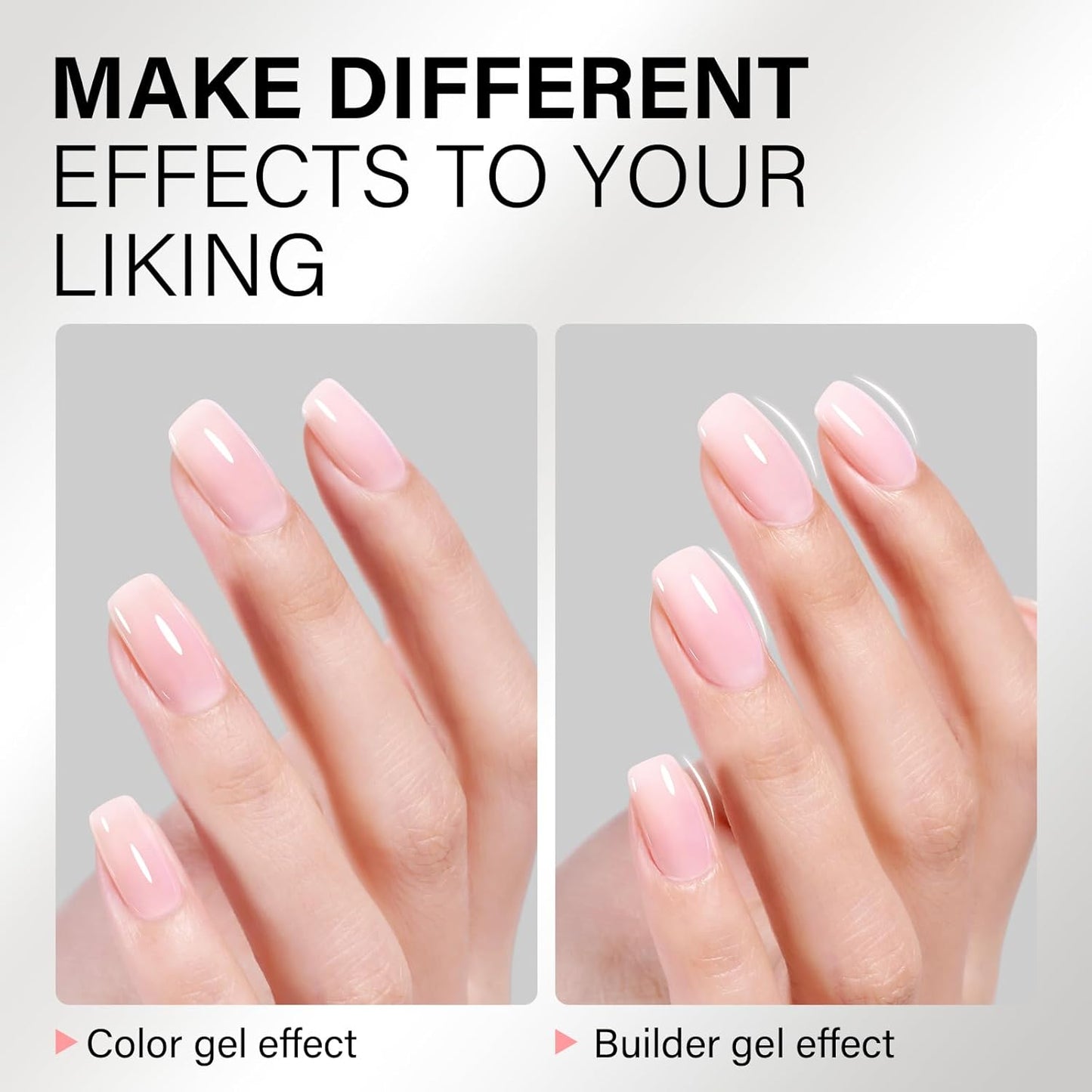 AILLSA Milky Pink Builder Gel for Nails 7 In 1 Hard Gel Polish for Nail Thickening Nude Strengthener Gel Polish Light Color Extension U V Gel for for French Manicure Base Coat Needed 0.51 Oz GB90