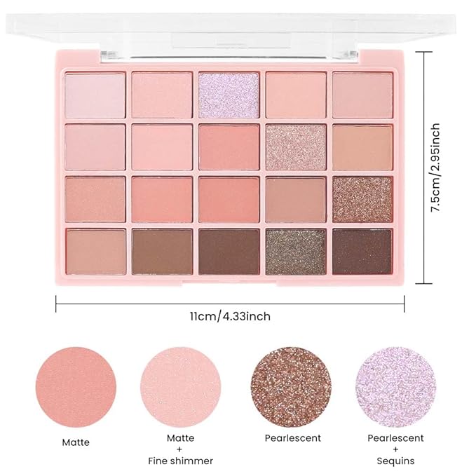 20Colors Nude Pink Brown Basics Matte Eyeshadow Palette,Eye Shadow Travel Makeup Palette all in one Long Lasting Waterproof Ultra-Blendable,Great for Travel Gift Kit