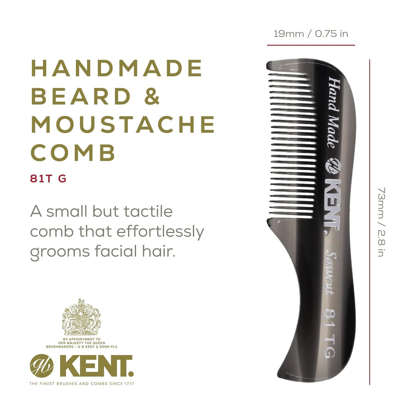 Kent Set Men's Hair Pocket Combs, 81T X-Small, FOT All Fine Tooth, 20T Fine Tooth Folding Comb. Best Hair, Beard and Mustache Grooming Kit for Travel and Home Care, Handmade in England