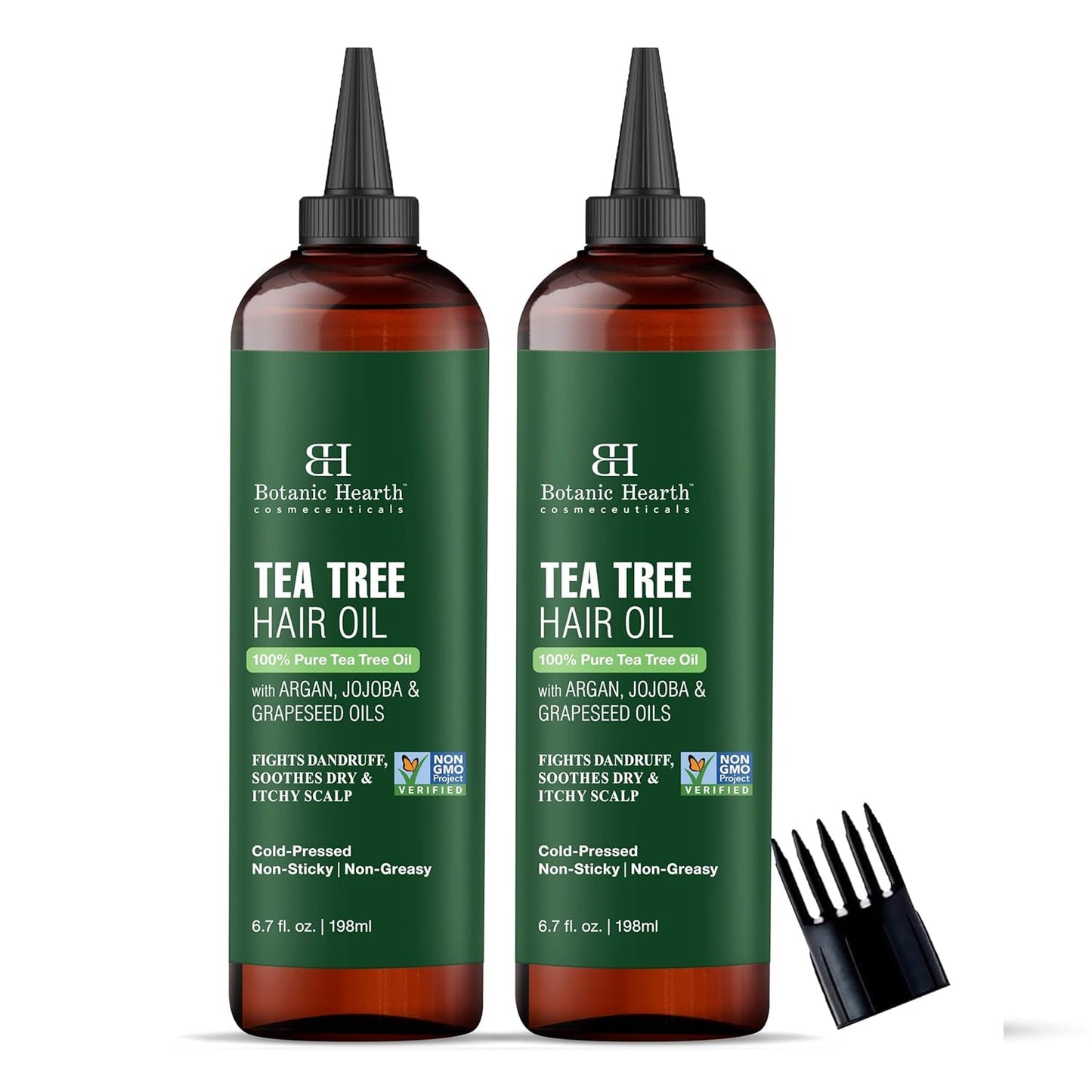 Botanic Hearth 100% Pure Tea Tree Oil For Hair (6.7 Fl Oz -Pack of 2) | With Jojoba & Grapeseed Oils | Hair Oil Repairs Dry Damaged Hair, Strengthening, Healthier Hair- Hair Tonic