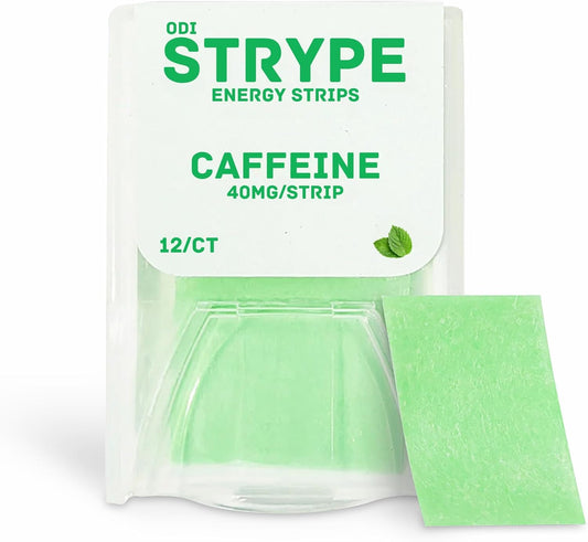 Energy Strips | Instant Caffeine in a Strip | 80mg per Serving | Portable Caffeine + Breath Mints | Zero Calories & Zero Sugar | Spearmint Flavor | 12 Strips per Pack (5 Pack/60 Total)