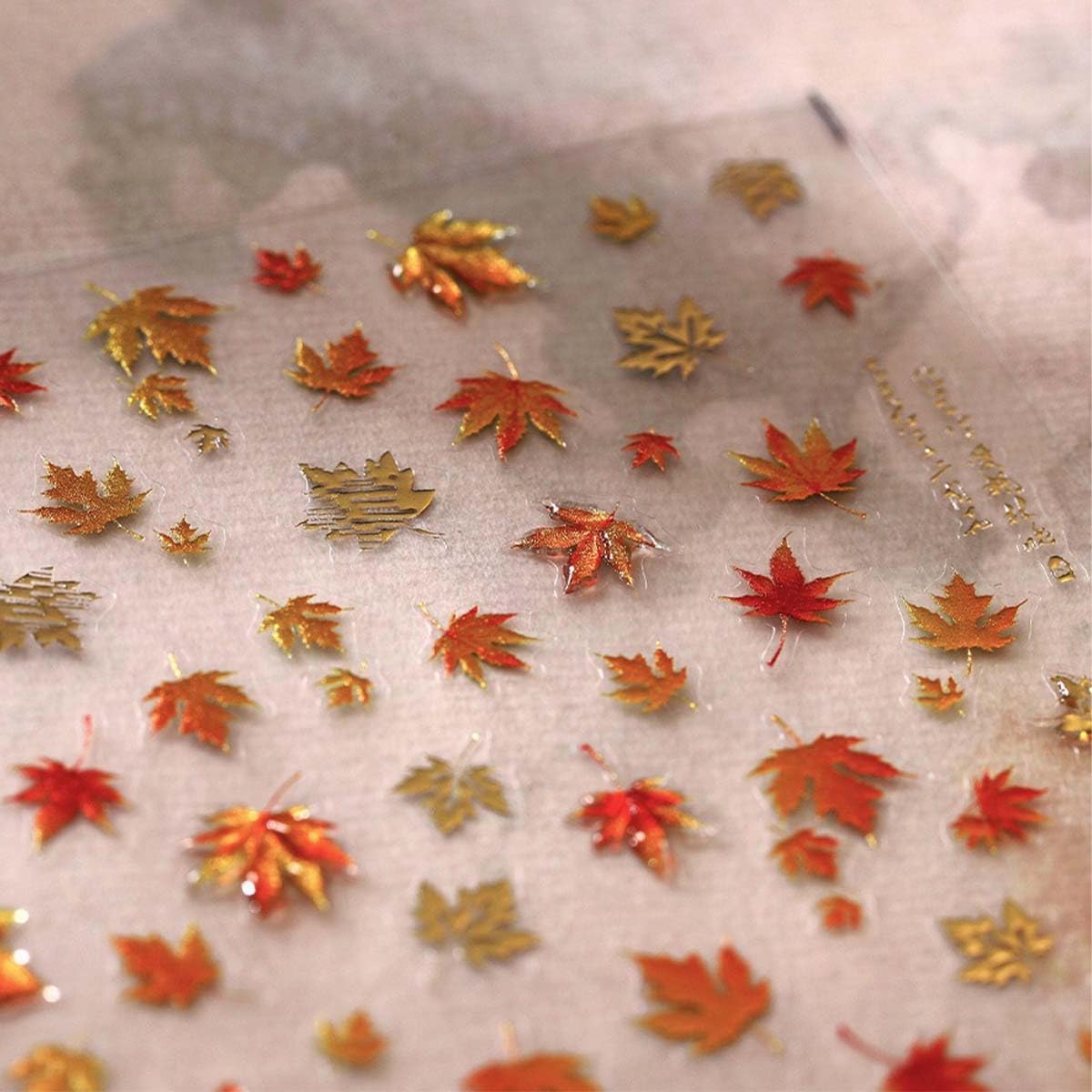 5D Embossed Autumn Maple Leaves Nail Stickers Maple Leaf Nail Stickers Fall Nail Art Decals Design Sticker Thanksgiving Nails Decals Autumn Gold Nails Supplies for Women Girls Manicure Decoration