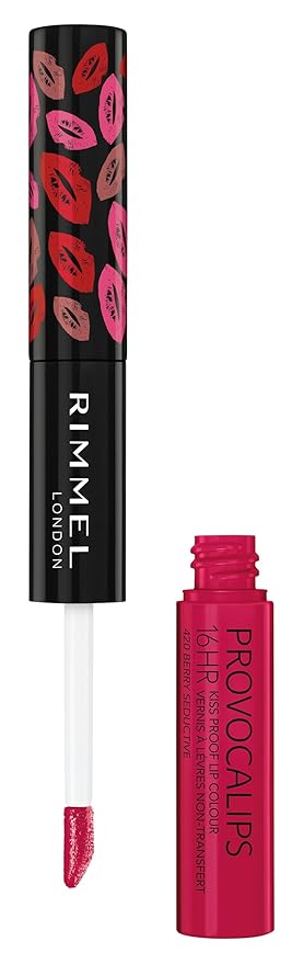 Rimmel London Provocalips 16hr Kiss-Proof Lip Color Bundle - 200 I'll Call You & 420 Berry Seductive, 14 fl.oz. Each