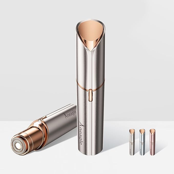 Facial Hair Remover for Women,Painless Hair Shaver Rechargeable with LED Light, Flawless Lady Face Electric Razor,The Great Female Mustache Removal (Rose Gold)