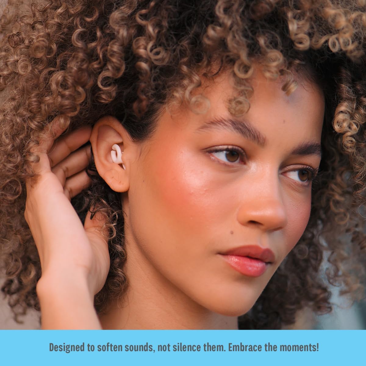 Hush Hoops Ear Plugs, Ultra-Soft Reusable Silicone Plugs with Horseshoe Shape for Comfort, Designed for Sleep and Sound Suppression, 17dB (NRR) Noise Reduction Rating, Cream, 1 Pair with Travel Case