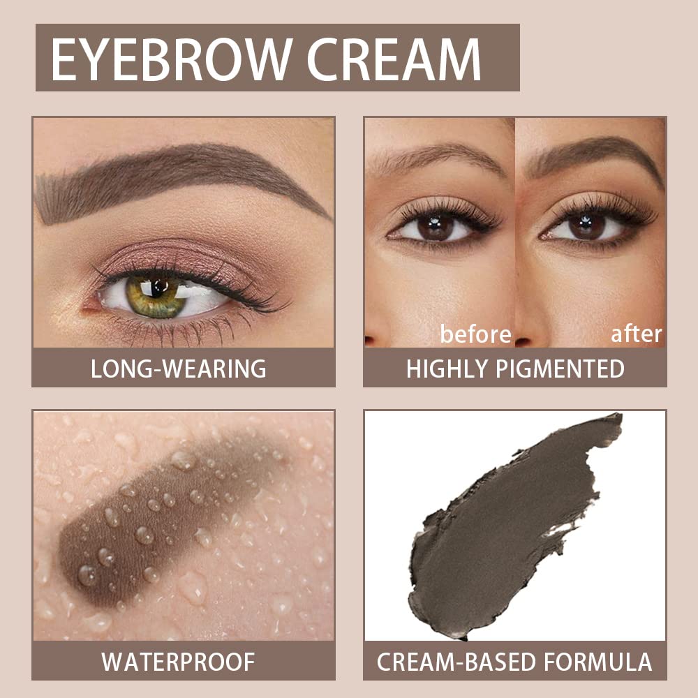 Medium Brown Eyebrow Powder Pomade Gel Shaper Makeup Kit with Dual-ended Brush, Eyebrow Stencil Kit for Women Shaping, Eye Brow Pomade Stencil Shaper Tinting kits for Women Long Lasting Waterproof