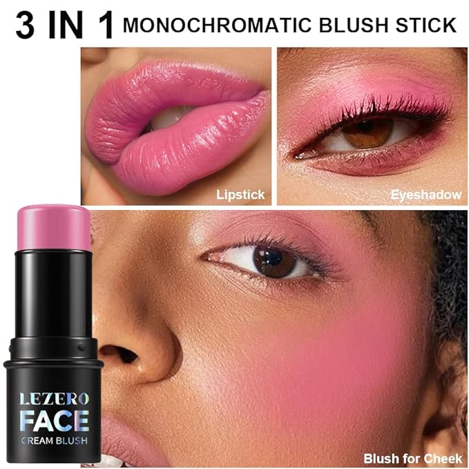 Blush Stick, Multi-use Blush Stick for Cheeks, Eyes, Lips, Silky Creamy Face Stick for Old Women & Mature Skin, Blendable and Buildable Color, Long Lasting Waterproof Non-greasy Formula (#05, Blush)