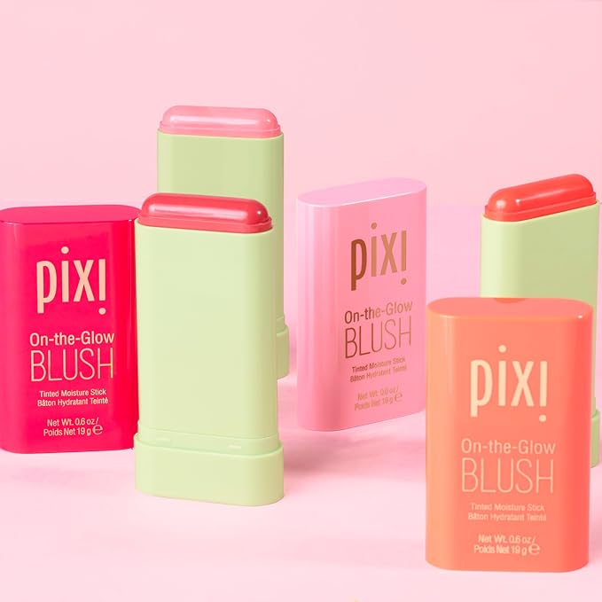 Pixi On-the-Glow Blush - Fleur, Hydrating Tinted Moisture Blush Stick with Ginseng, Aloe Vera & Fruit Extracts, For Cheeks & Lips, 19g / 0.6oz, Paraben-Free