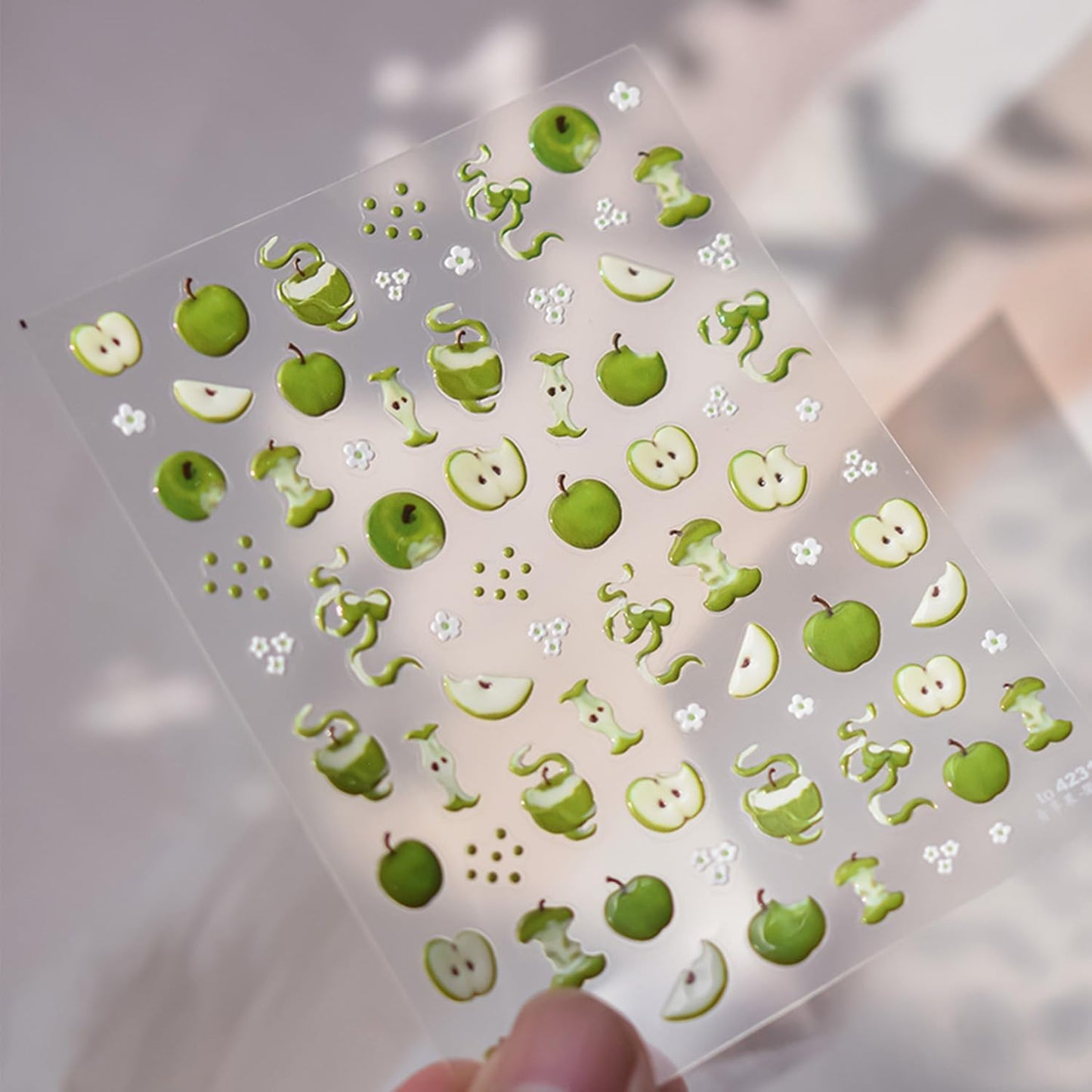 Apple Nail Stickers for Nail Art Cute Red Apple Sticker Flower Nail Art Stickers 5D Embossed Nail Decals 3D Self-Adhesive Nails Supply Manicure Sliders for Nails Decoration