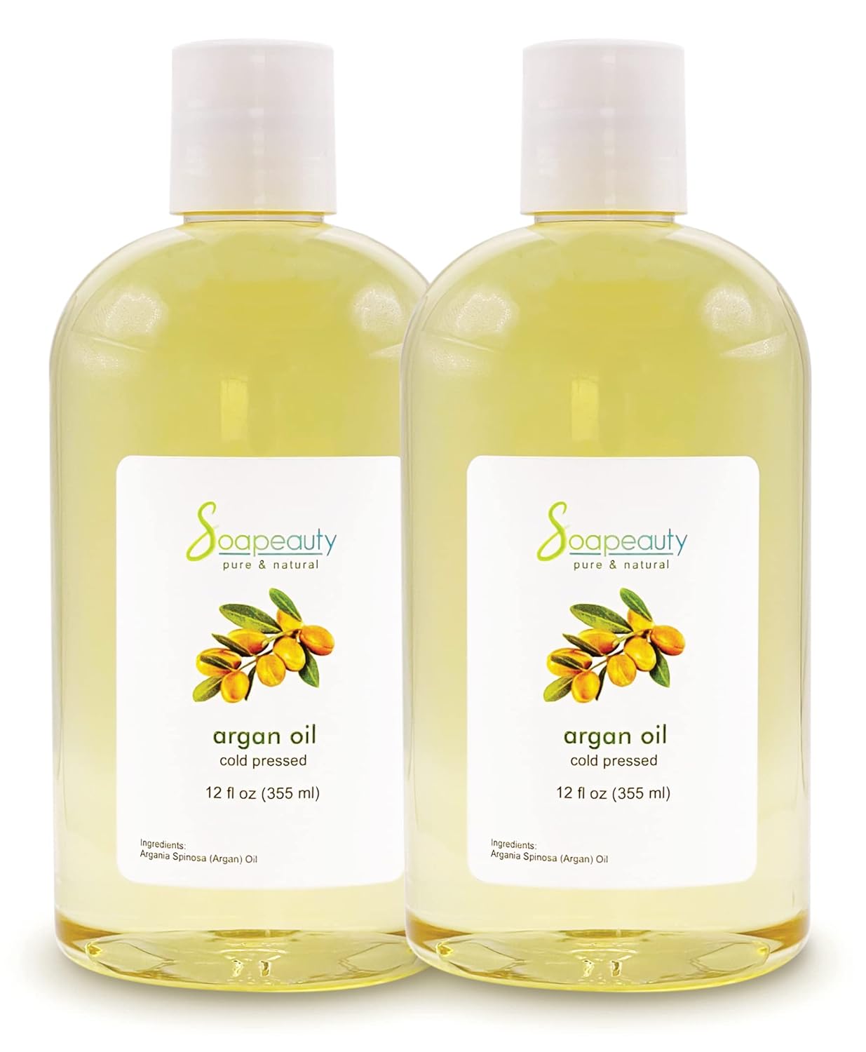 Soapeauty Cold Pressed Refined ARGAN OIL | 100% Natural & Pure | Carrier for Essential Oils, Argan Oil for Skin, Argan Oil for Hair Growth & Moisturizer | 24 fl oz (2 * 12 fl oz)