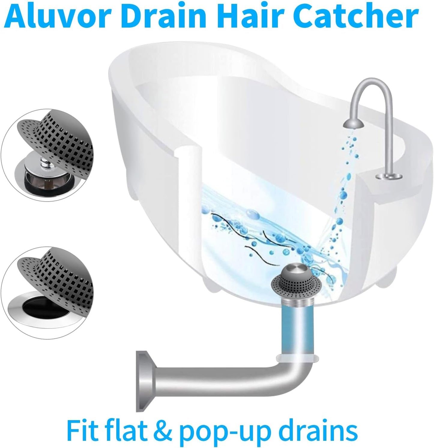 Shower Drain Hair Catcher, Bathtub Drain Cover Foldable Silicone Shower & Tub Protector for Pop-Up & Regular Drains