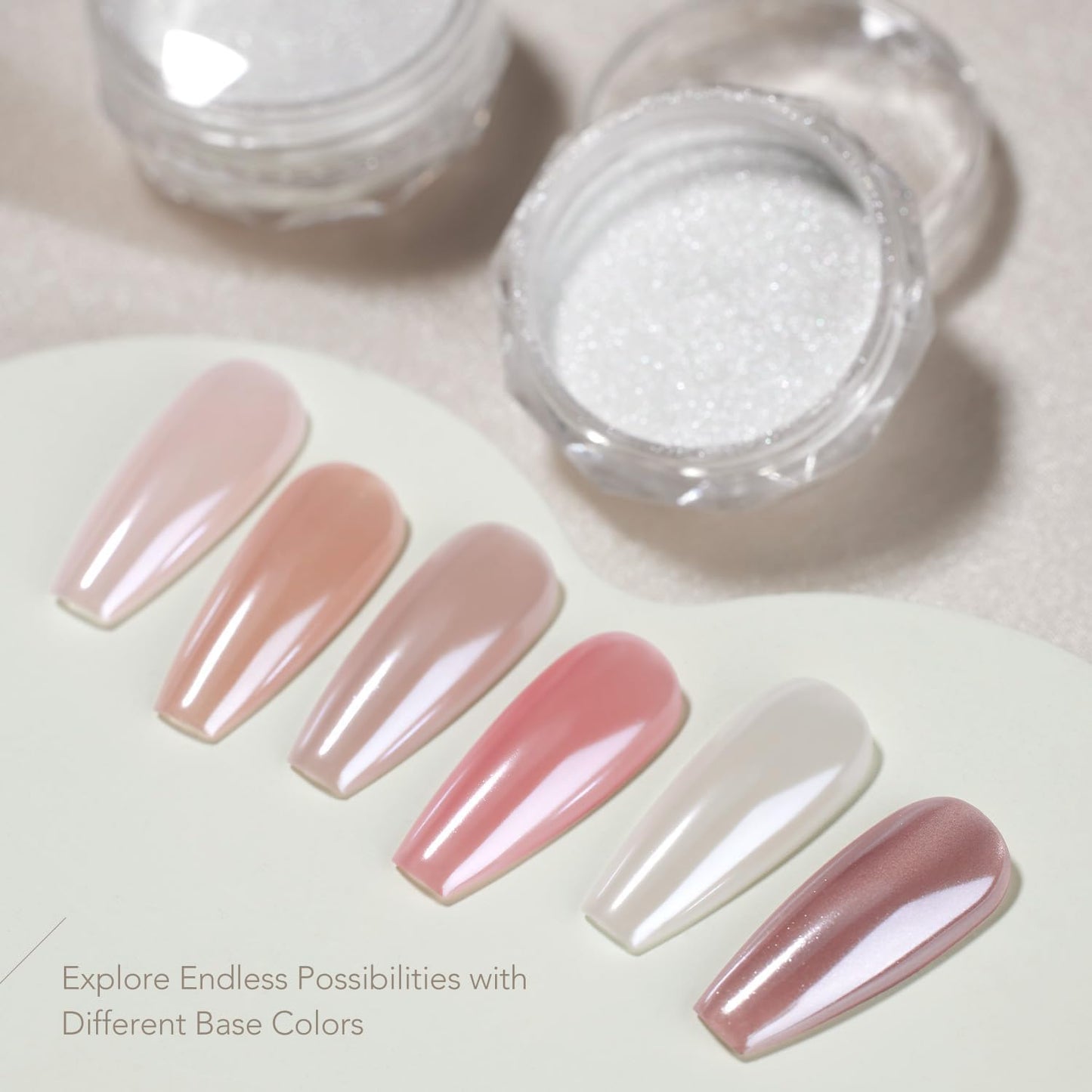 GAOY White Pearl Chrome Nail Powder, Mirror Effect Shimmer Glitter Pigment Mermaid Aurora Nail Art Decorations, Lustrous White