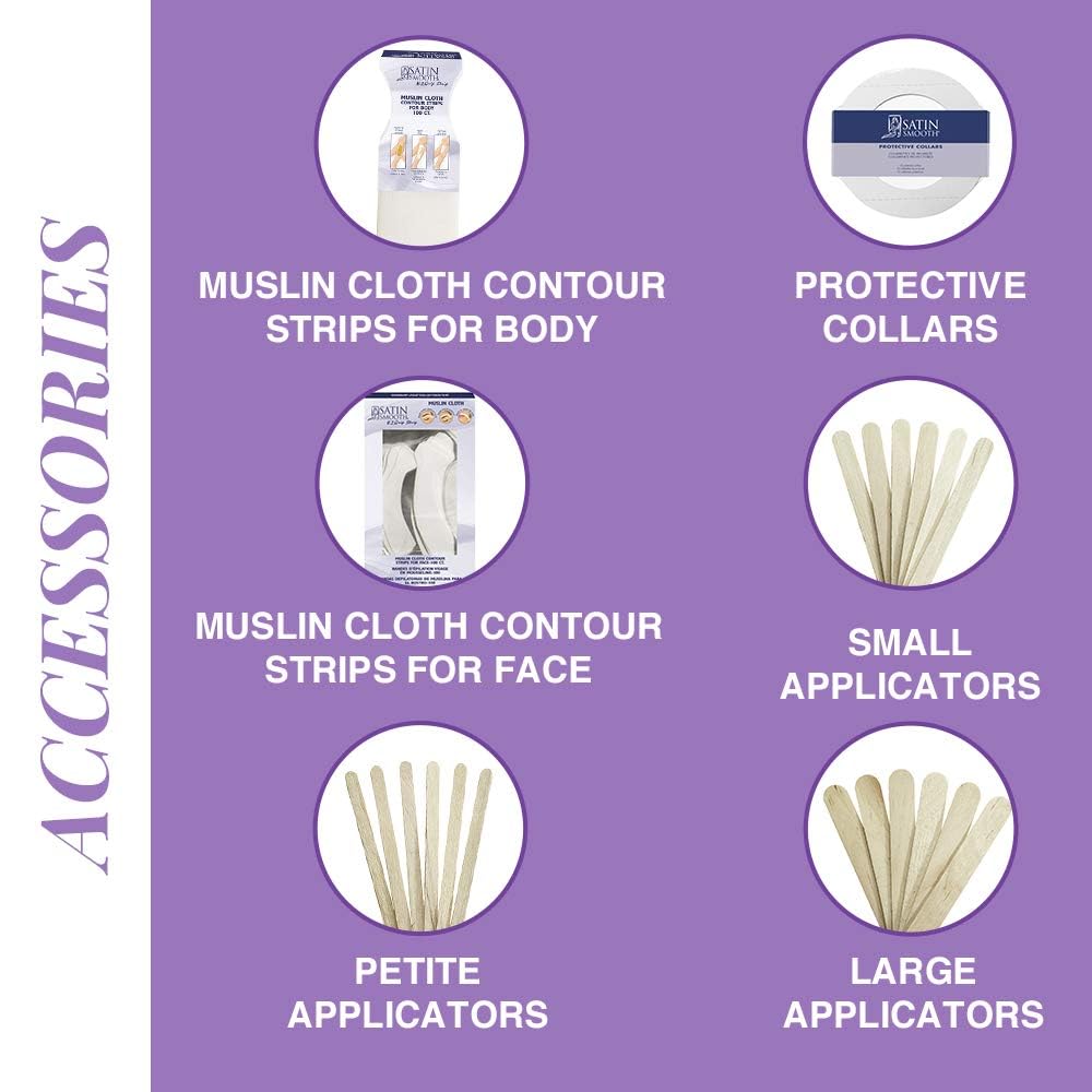 Satin Smooth Professional Single Deluxe Cream Wax Warmer Kit For Unwanted Facial And Body Hair Removal