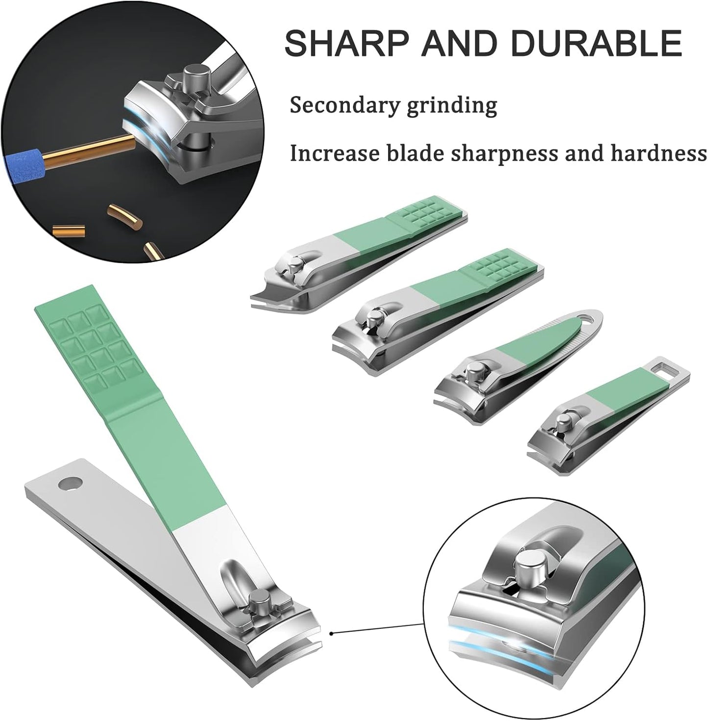 Manicure Set Personal Care, Nail Clipper Kit, Professional Nail Clipper Pedicure Set, Nail Tools with Luxurious Travel Case, Gifts for Men Women Family Friend, 31 Pieces (Green)