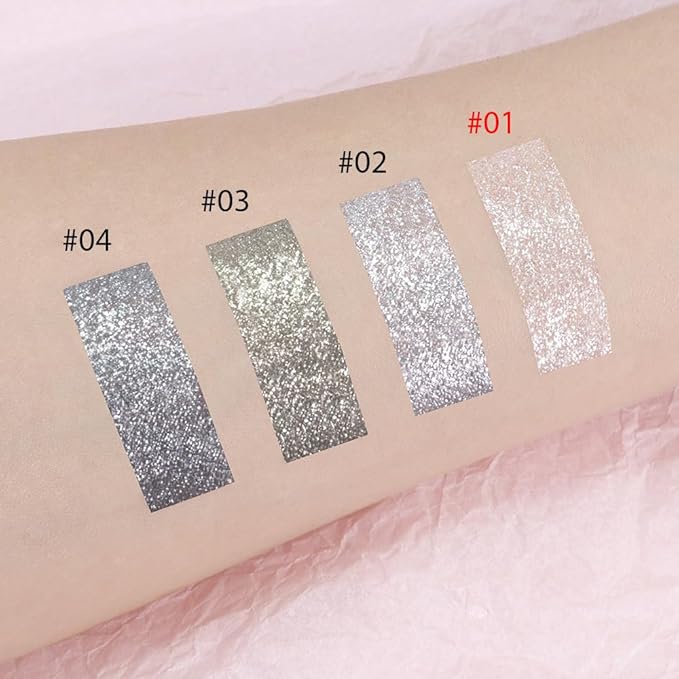 Single Glitter Eyeshadow, Shimmer Eyeshadow Palette, Korean Eye Glitter Makeup, Ultra-Blendable, Sparkle Silver Eye Shadow, Single Shade Metallic Pigmented (Sparkle white)