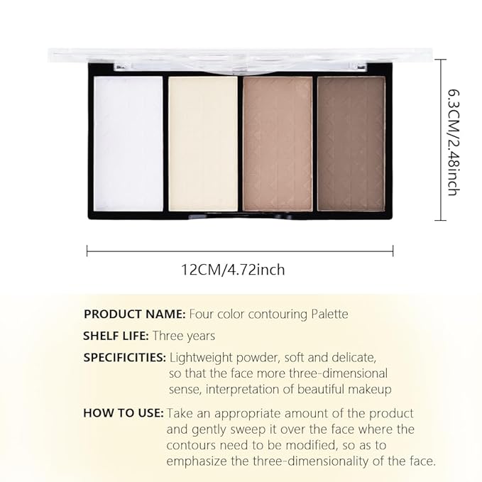 4-Color Contour Makeup Palette, Blush Highlighter Bronzer Powder Kit, Face Cosmetics Gift Set (02#, 1 Count (Pack of 1))