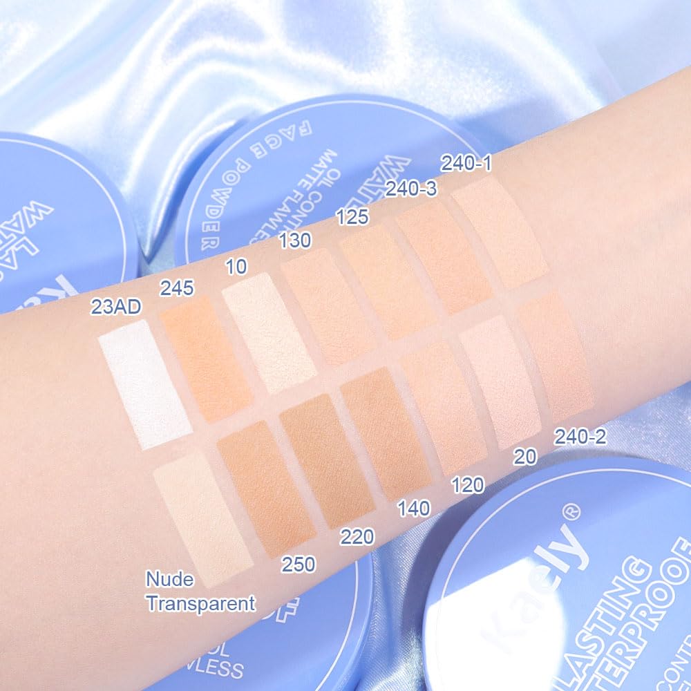 Kaely Oil Control Face Pressed Powder, Perfection Matte Compact Powder, Long Lasting Waterproof Finishing Powder Makeup, polvo compacto de maquillaje, Lightweight, Vegan, 125 Ivory Buff