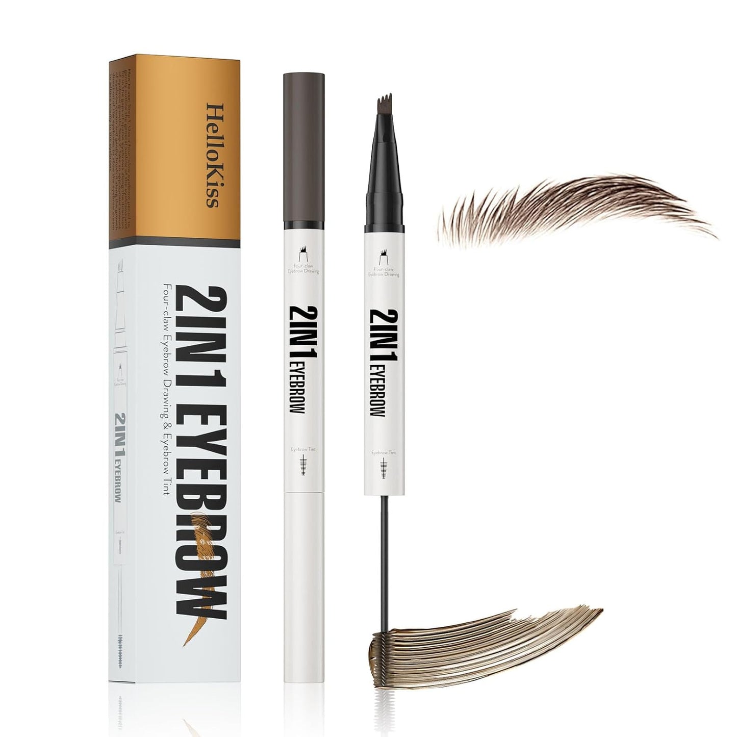 4-Fork Tip Microblading Eyebrow Pen - 2-in-1 Waterproof Eyebrow Pencil, Long-Lasting Natural Hair-Like Brows, Smudge-Proof & Easy to Use (With Tint 03#Dark Brown)