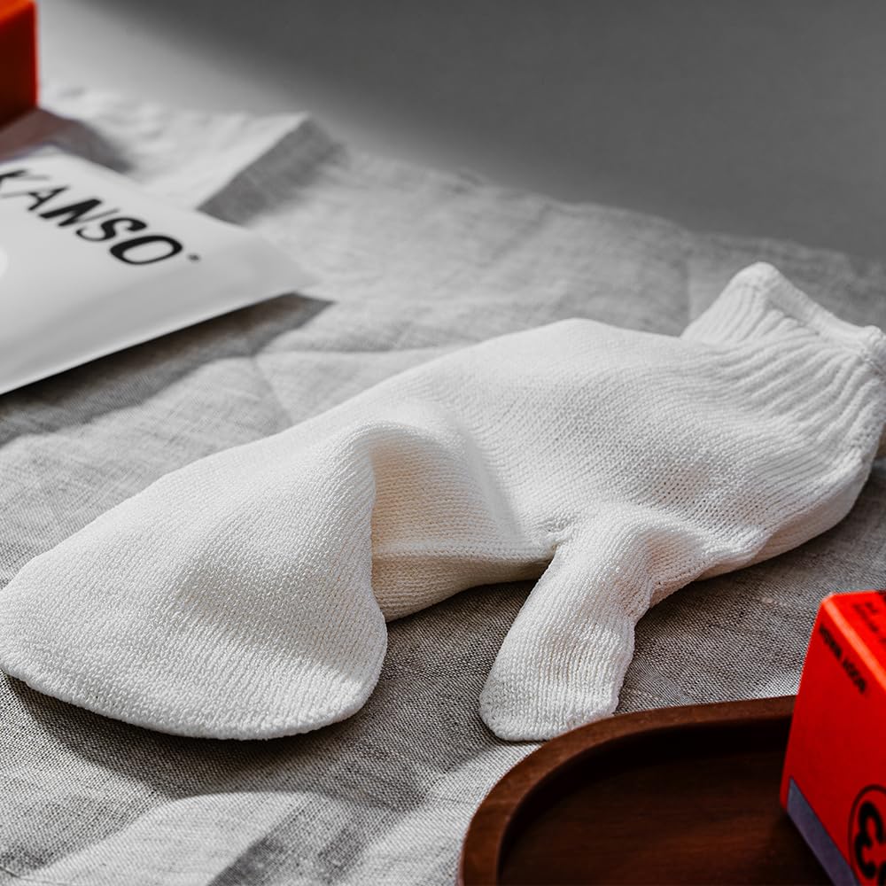 KANSO Exfoliating SONMOA Shower Towel – Natural Viscose Glove for Gentle Exfoliation, Chemical-Free, Hand-Sewn, Made in Korea (2-Pair Set)