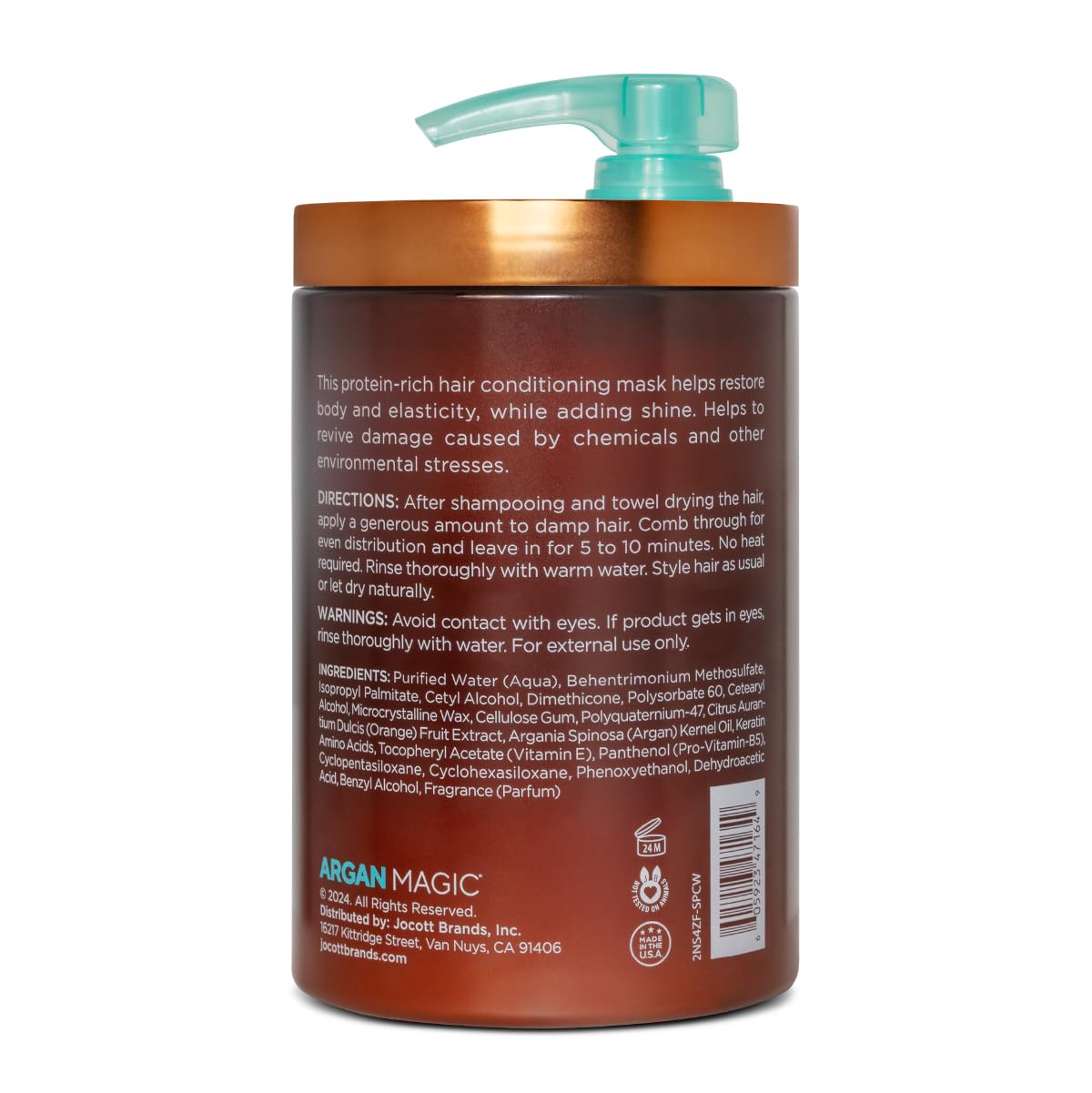 Argan Magic Restorative Hair Mask - Protein Rich Conditioning Hair Mask that Hydrates, Restores And Repairs Damaged Hair | Made in USA, Paraben Free, Cruelty Free (24 Oz)