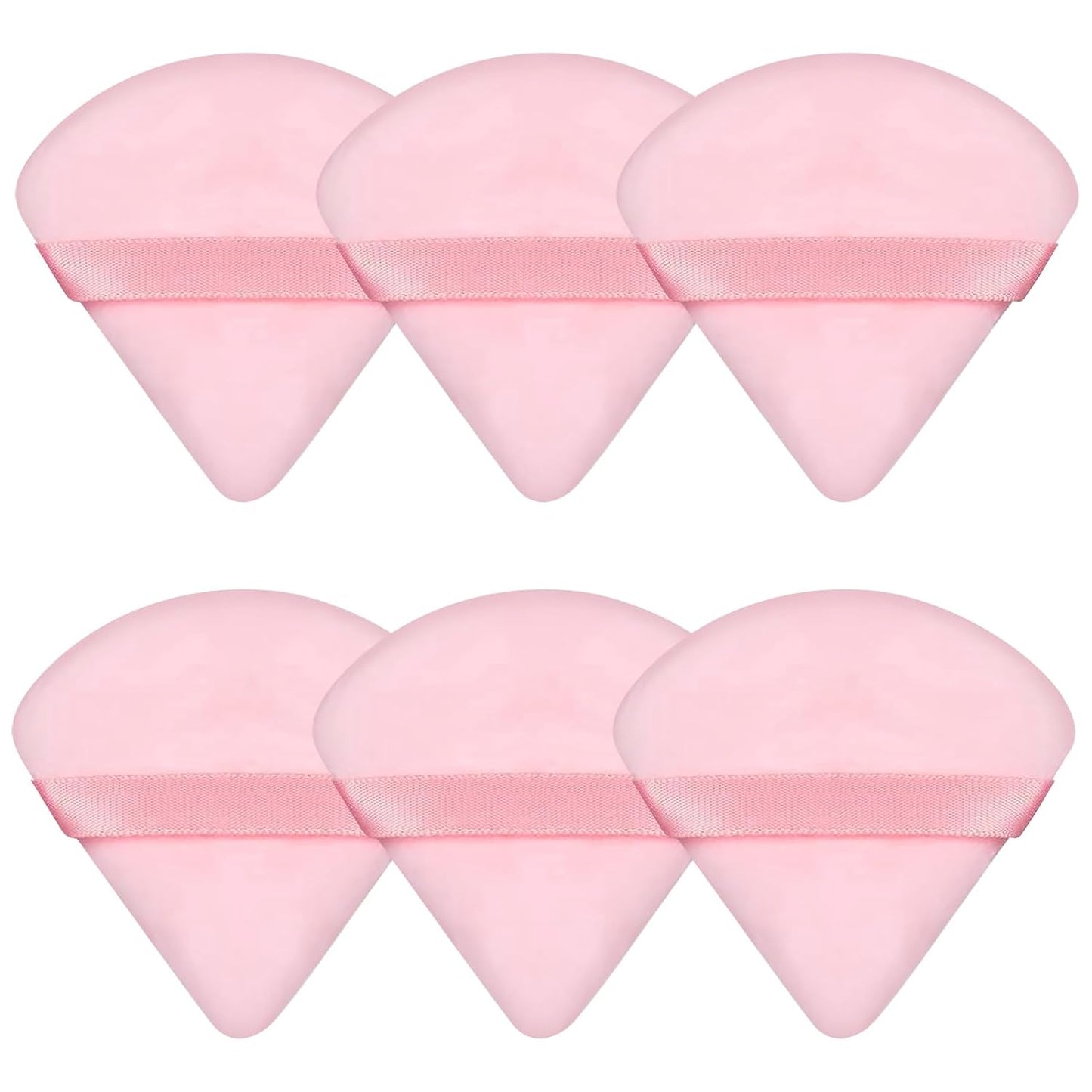 6 Pieces Pink Powder Puff Face Soft Triangle for Loose and Body Powder, Velour Makeup Sponge Set Setting Powder Puff Makeup Tools