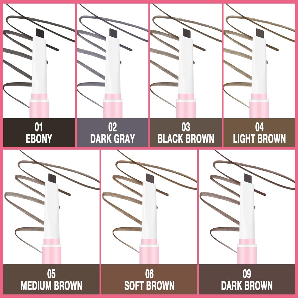 3Pcs Waterproof Eyebrow Pencil, Professional Makeup Micro Brow Pencil, Double-ended ultra-fine eyebrow pencil, Ultra-Fine Mechanical Pencil (3, 04#Light Brown)