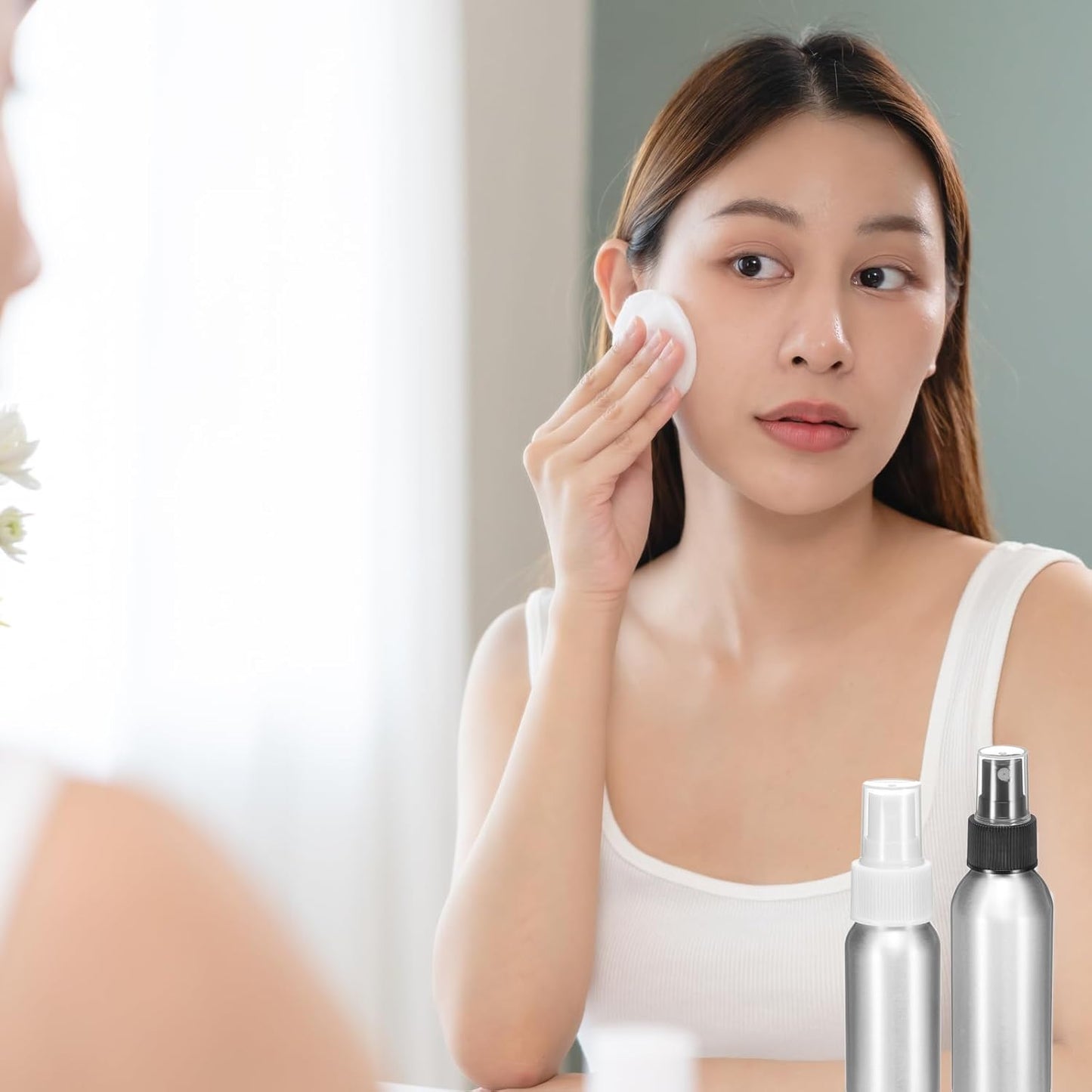 HARFINGTON Aluminum Fine Mist Spray Bottles 80ml/2.7oz Metal Small Liquid Alcohol Refillable Travel Container with White Plastic Nozzle Cap for Perfume Skincare Cosmetic Storage Bottle