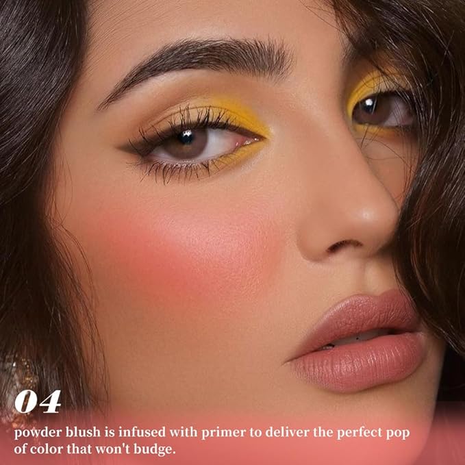 Single Coral Orange Matte Blush for Cheeks Face Blushes Makeup Palette, Rose Bean Monochrome Cream Blushes Palette Makeup for Older Women, Natural Pigmented Paleta de coral anaranjado monocromática 04