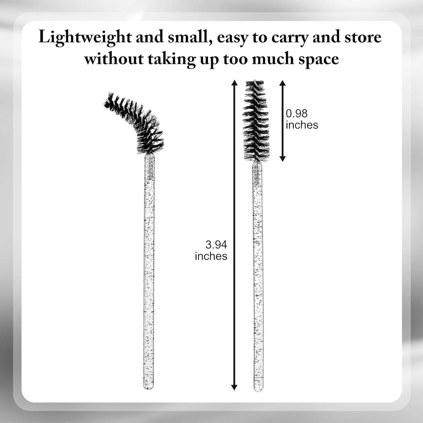 Skylety 1000 Pcs Disposable Mascara Wands Bulk Mascara Eyelash Brush Spoolies Makeup Applicator Eyelash Wands for Eye Lash Extension, Eyebrow Comb, 3.9 x 0.2 x 0.3 Inch (Black,Glitter)