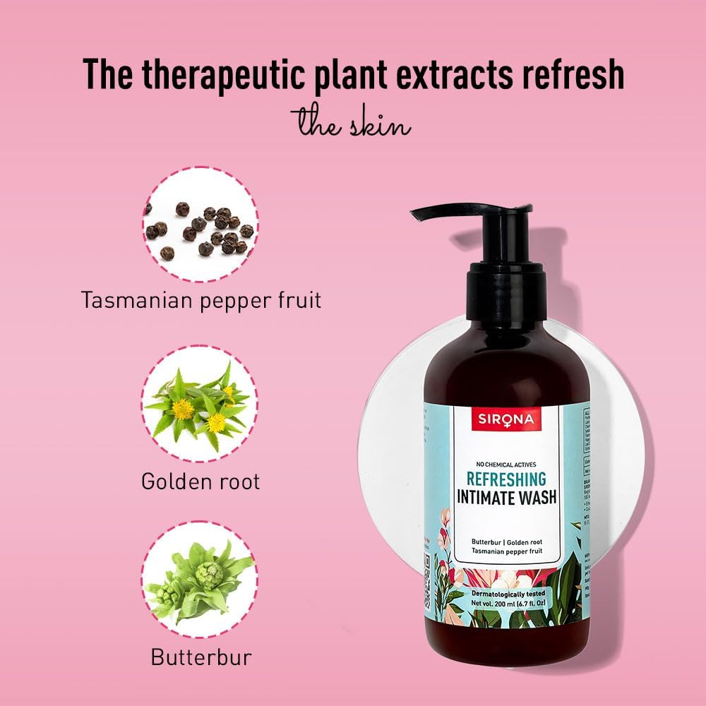 Sirona pH Balancing Cleanser | Feminine Vaginal Wash | Fragrance-Free | Vaginal Cleanser for Balanced pH, Intimate Health & Hygiene | Non-Irritating with Aloe Vera for Sensitive Skin | 6.7 Fl Oz