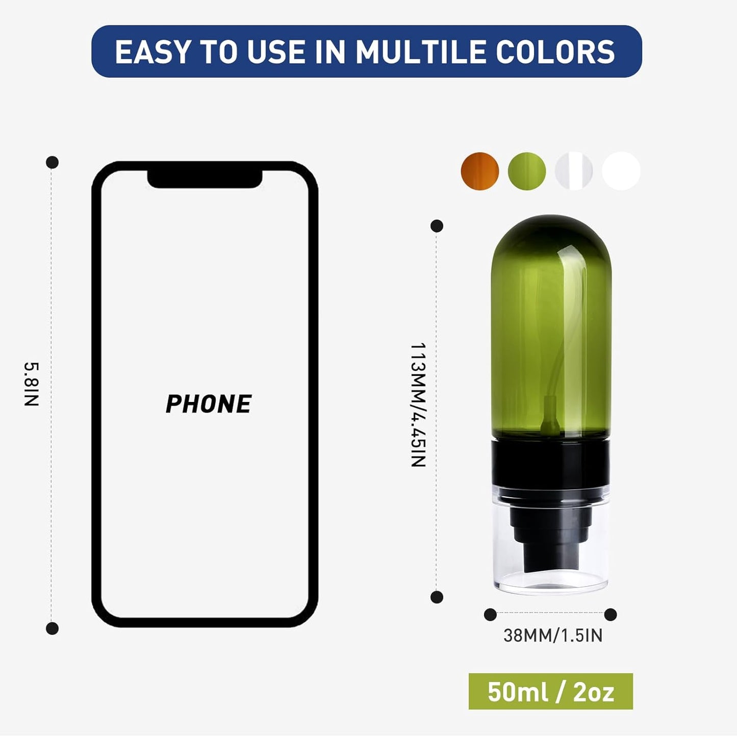 TANSHINE Small Spray Bottles Travel Size 2oz/50ml,Fine Mist Empty Spray Bottle,Reusable Portable Sprayer,Plastic Travel Mini Spray Bottle for Face,Hair Mist,Perfume,Toners,Cleaning,4 Color,4 Pack