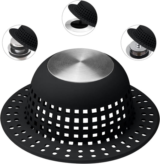 Shower Drain Hair Catcher, Bathtub Drain Cover Foldable Silicone Shower & Tub Protector for Pop-Up & Regular Drains